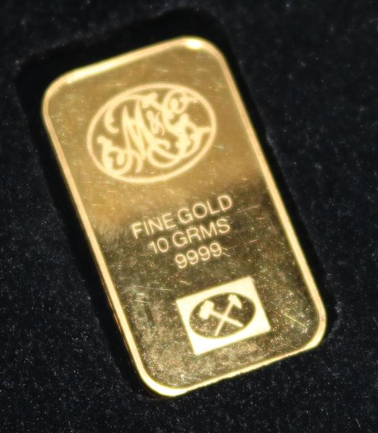 10gr .9999 purity gold bar